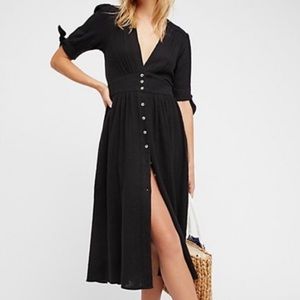Free people button up v neck midi dress